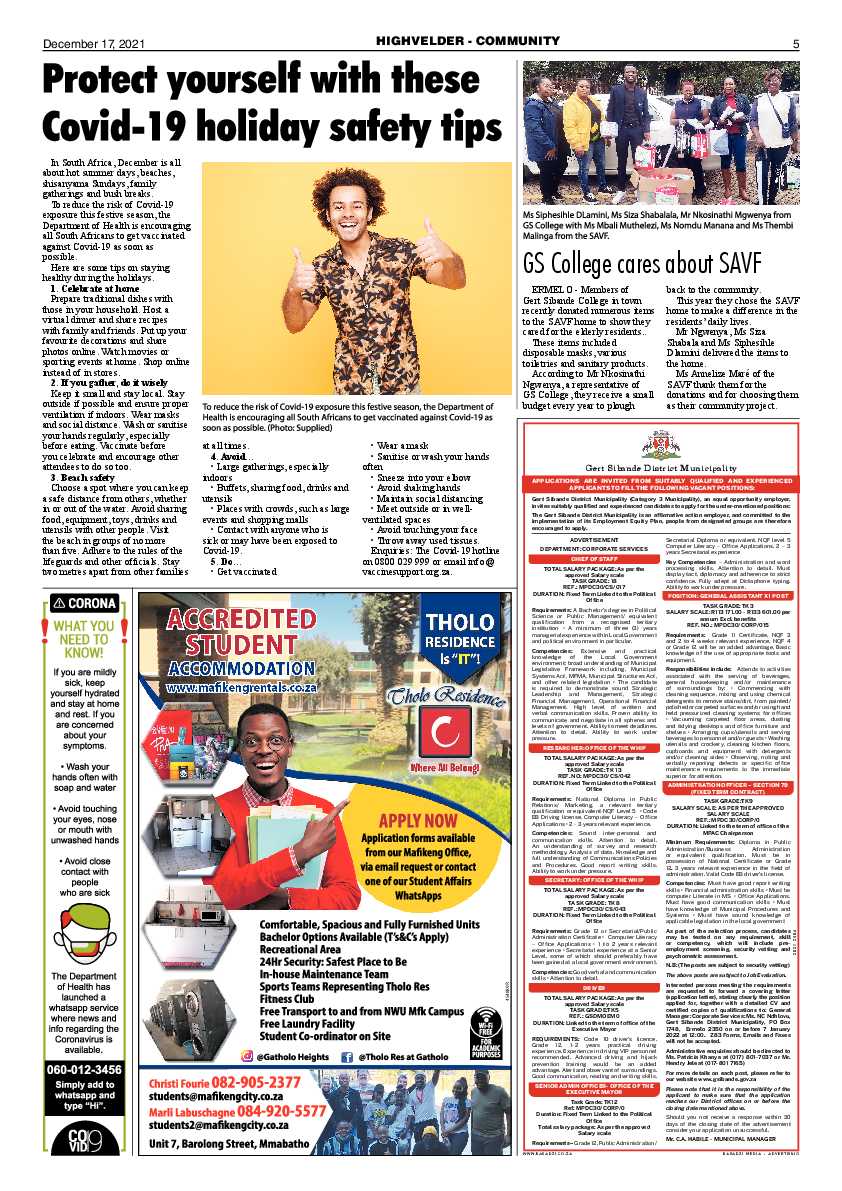 Highvelder Newspaper 17 December 2021 page 5