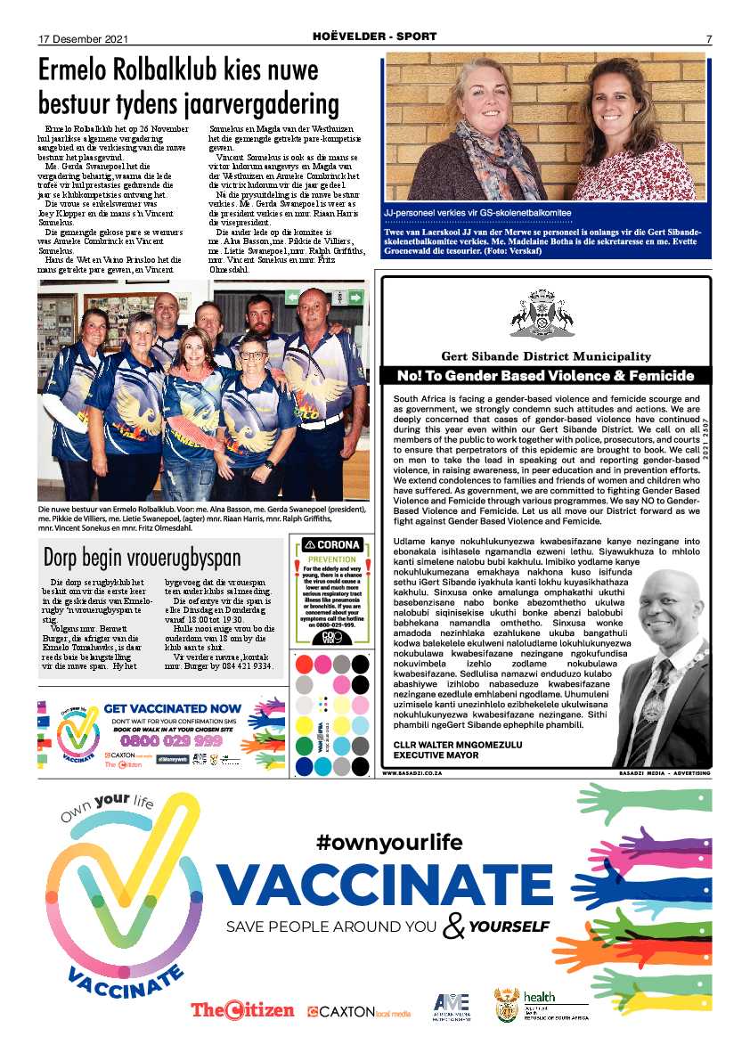 Highvelder Newspaper 17 December 2021 page 7