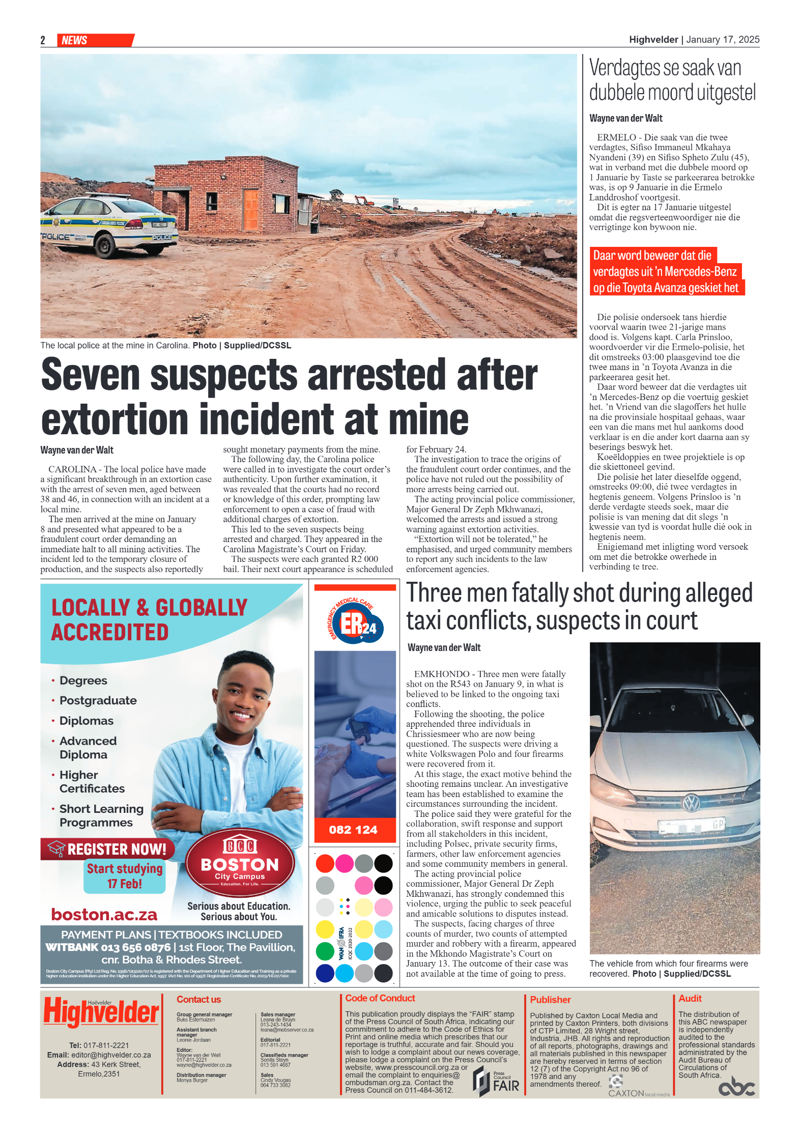 Highvelder Newspaper 17 January 2025 page 2