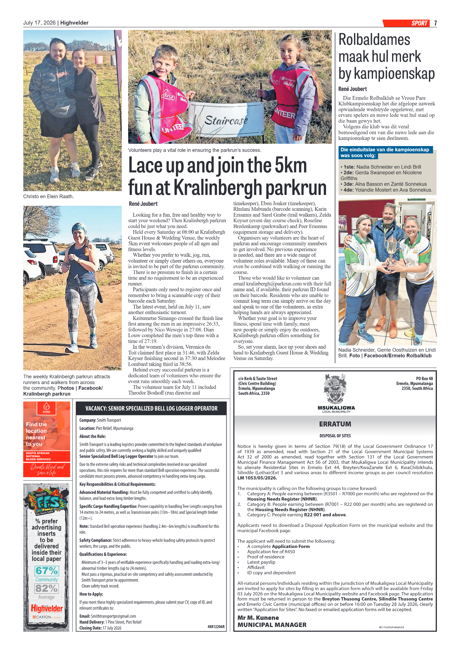 Highvelder Newspaper 17 July 2026 page 7