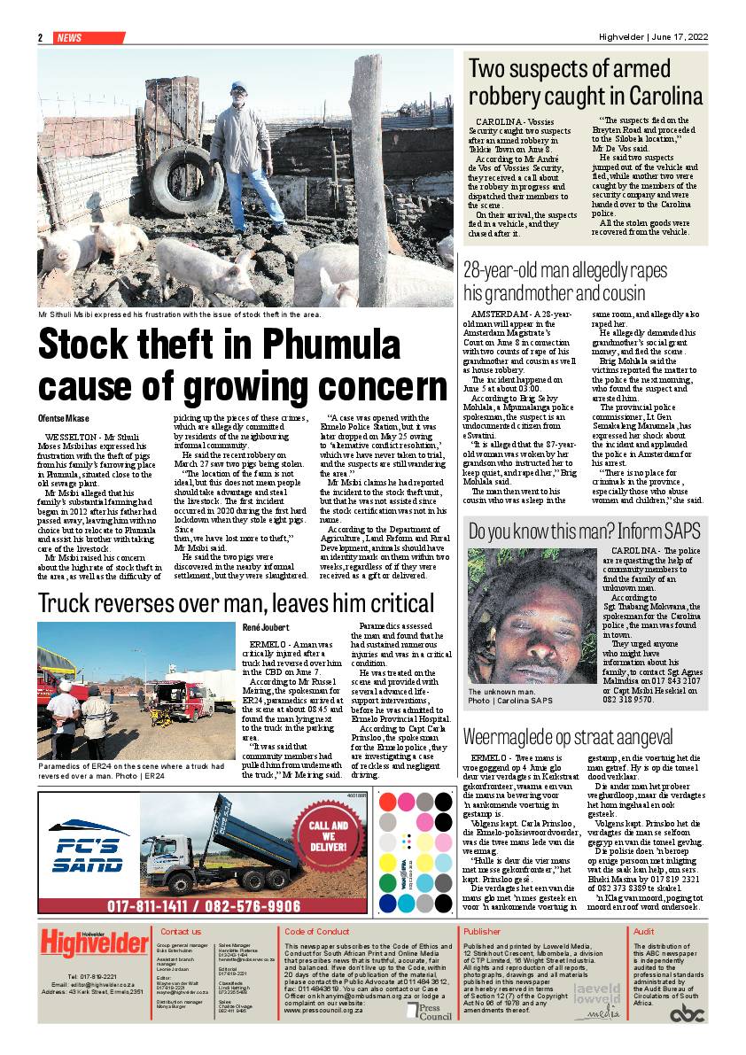 Highvelder Newspaper 17 June 2022 page 2