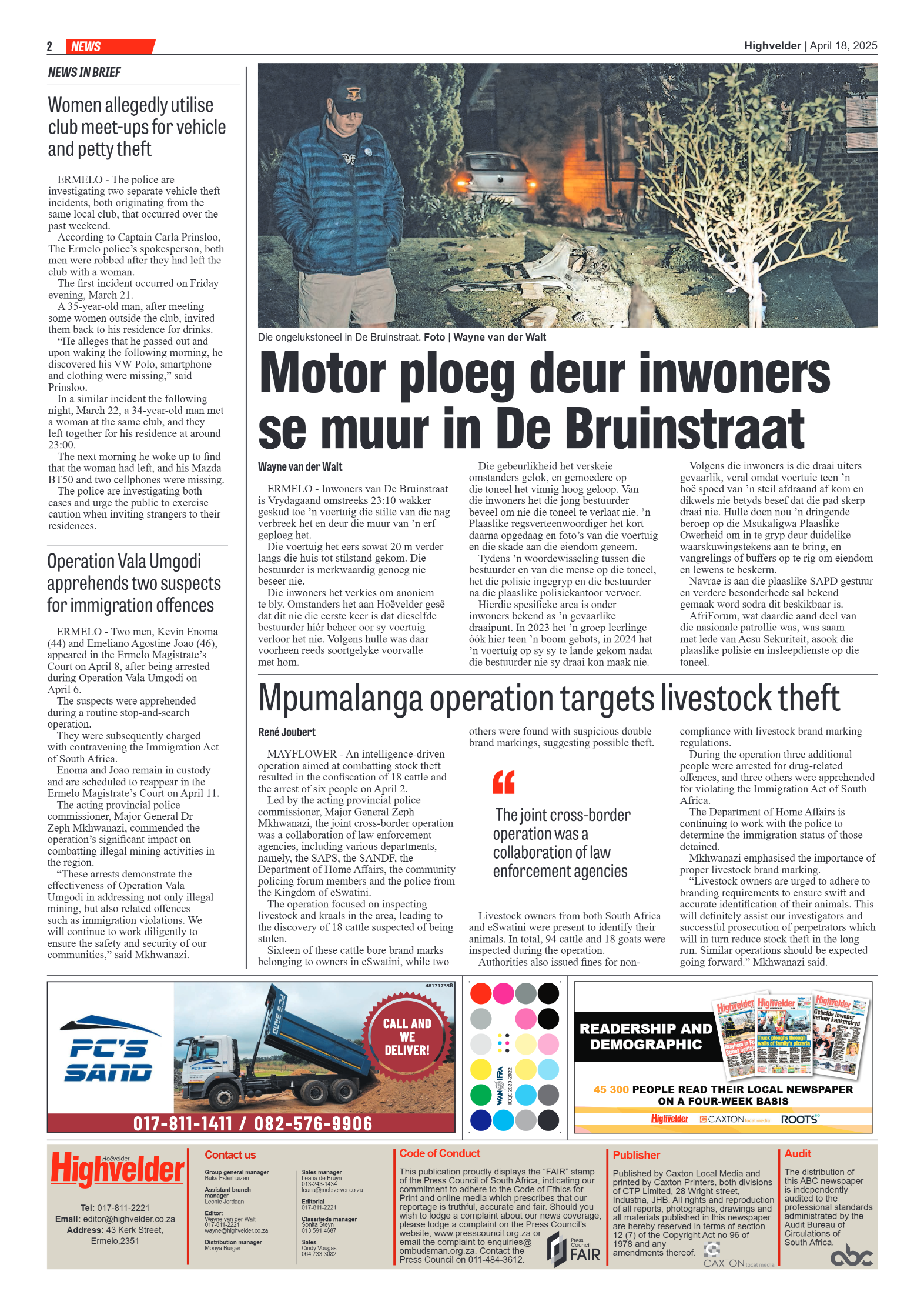 Highvelder Newspaper 18 April 2025 page 2