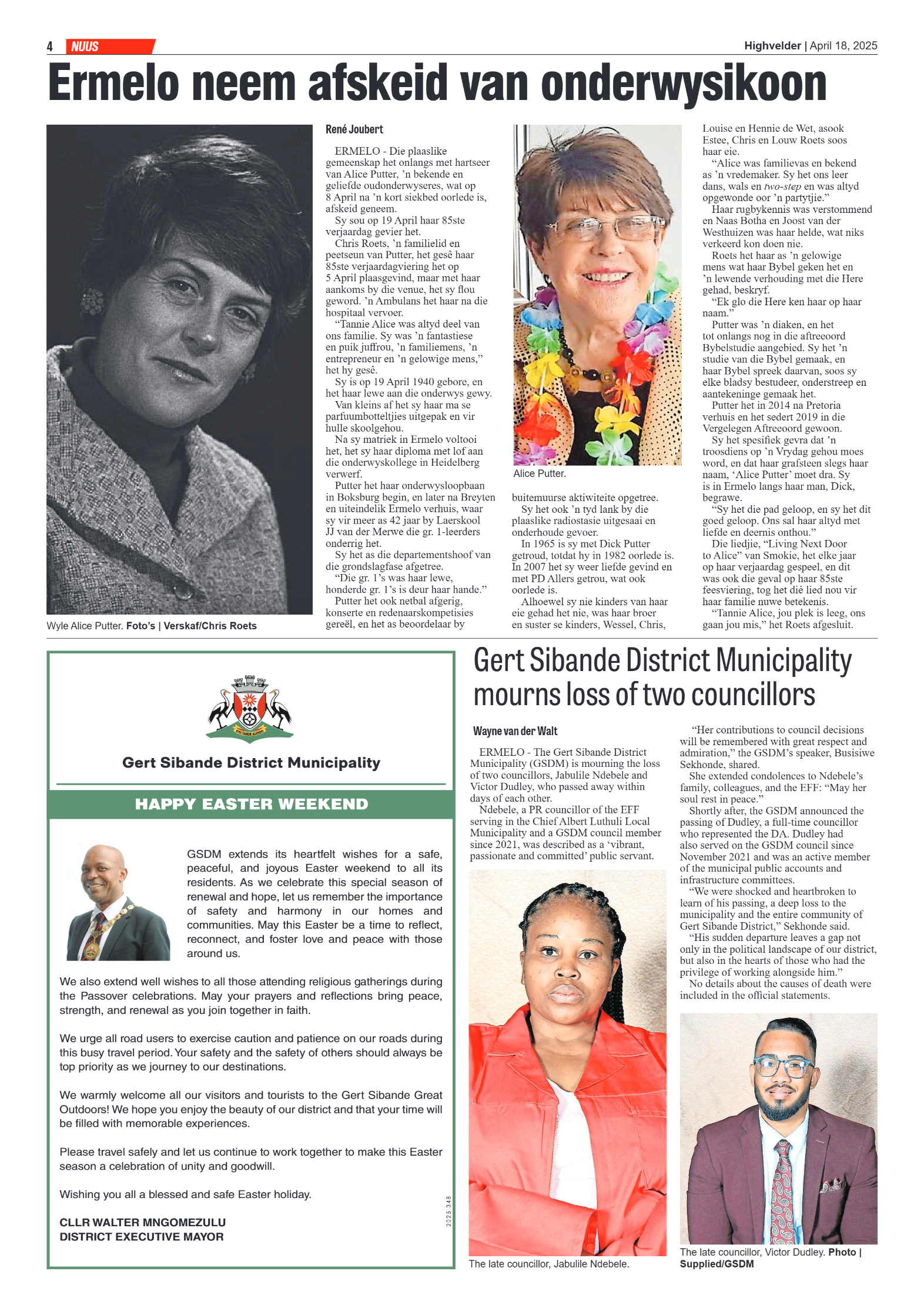 Highvelder Newspaper 18 April 2025 page 4