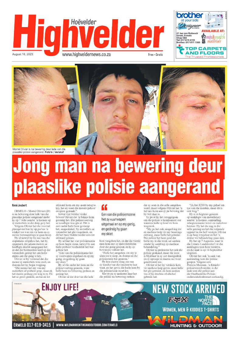 Highvelder Newspaper 18 August 2023 page 1