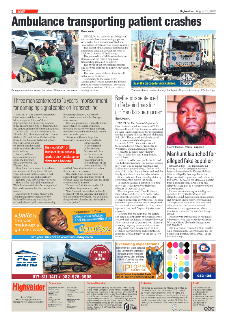 Highvelder Newspaper 18 August 2023 page 2