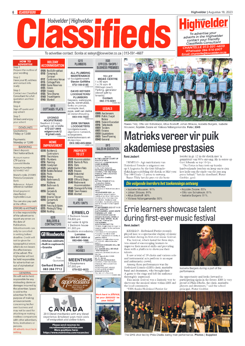 Highvelder Newspaper 18 August 2023 page 6