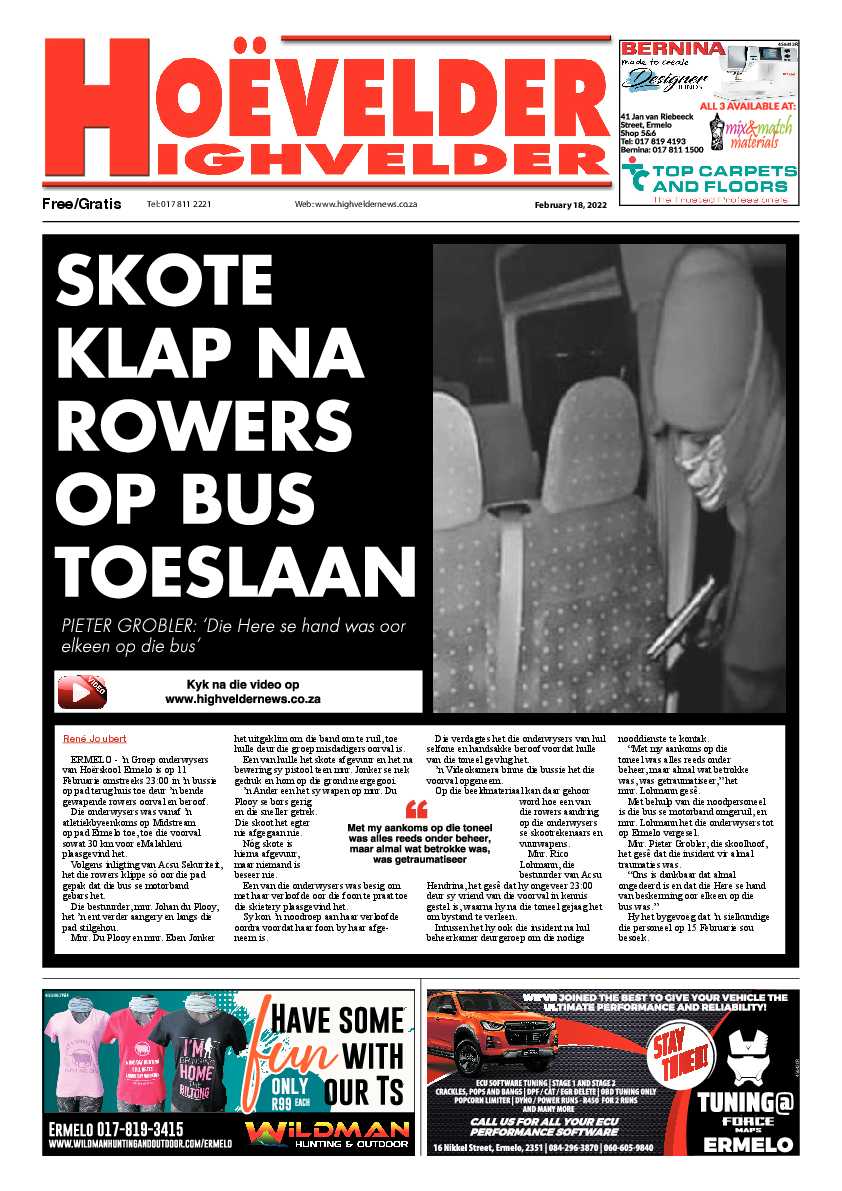 Highvelder Newspaper 18 February 2022 page 1