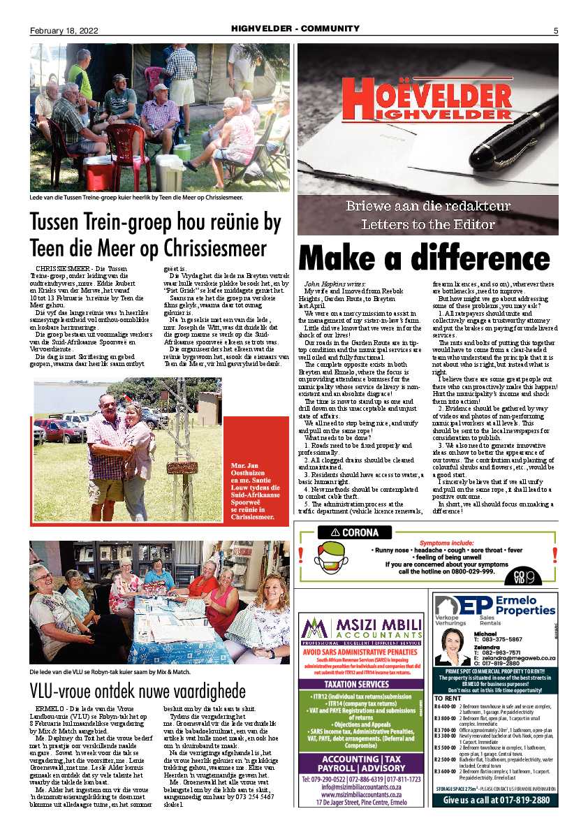 Highvelder Newspaper 18 February 2022 page 5