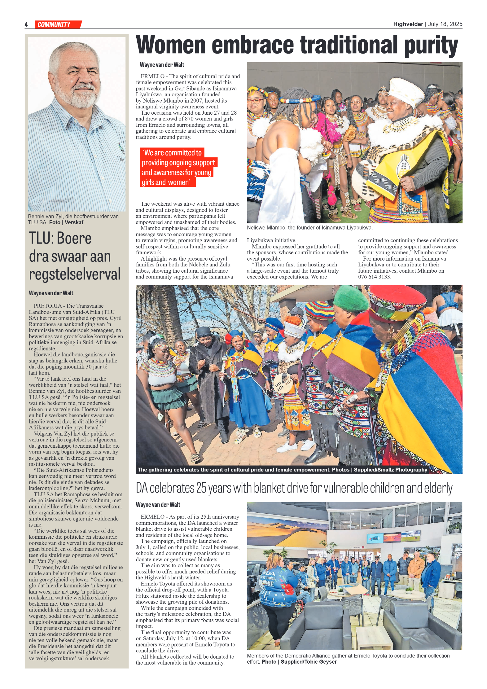 Highvelder Newspaper 18 July 2025 page 4