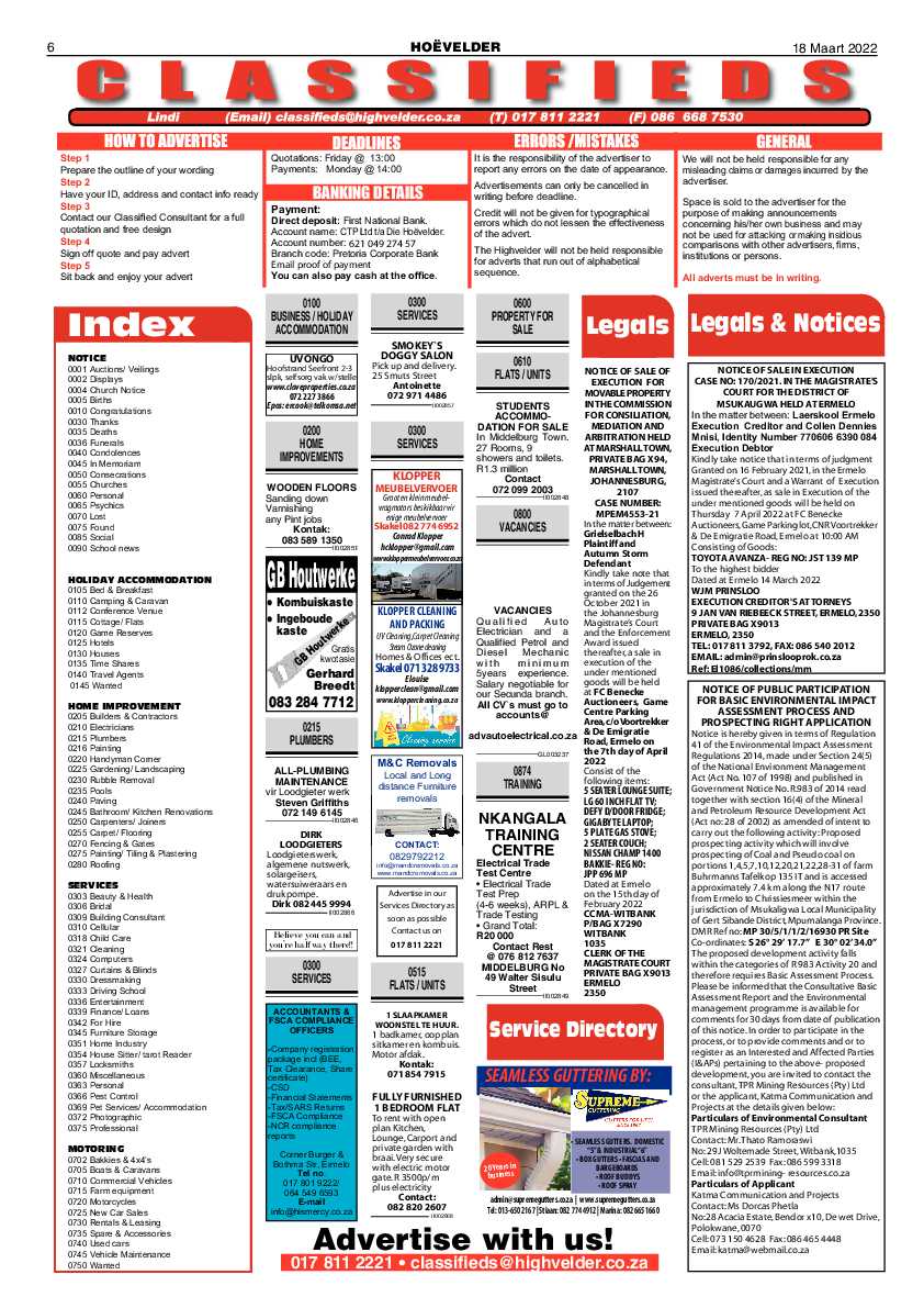 Highvelder Newspaper 18 March 2022 page 6