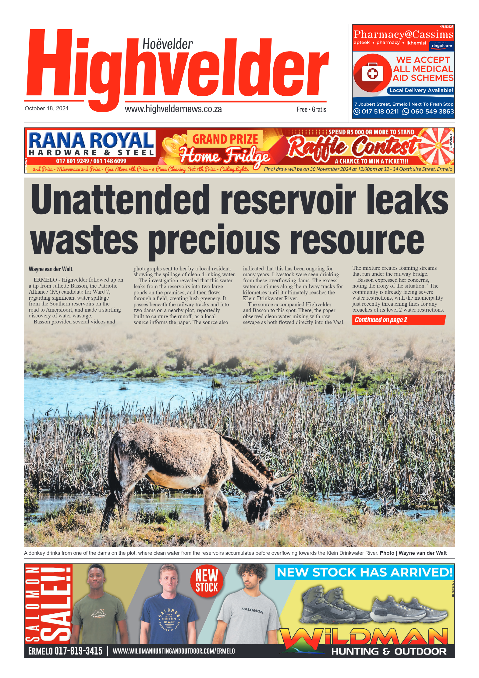 Highvelder Newspaper 18 October 2024 page 1