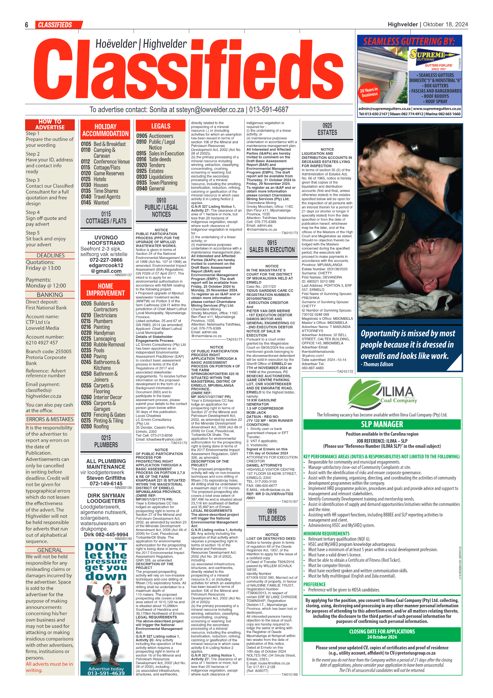 Highvelder Newspaper 18 October 2024 page 6