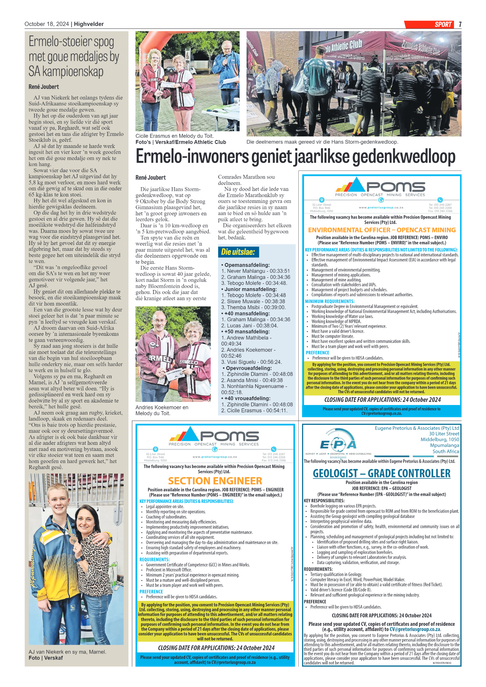 Highvelder Newspaper 18 October 2024 page 7