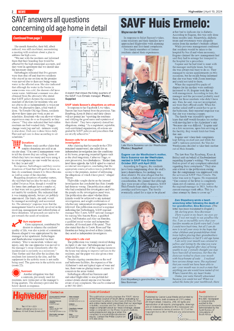 Highvelder Newspaper 19 April 2024 page 2