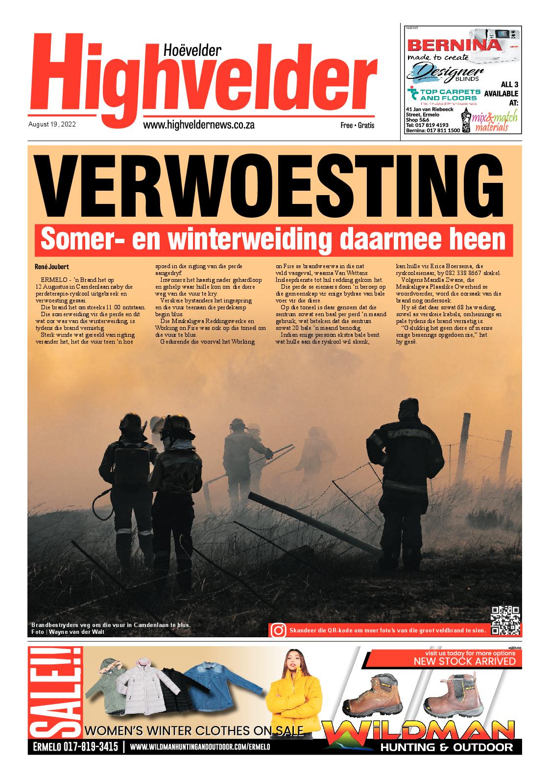 Highvelder Newspaper 19 August 2022 page 1