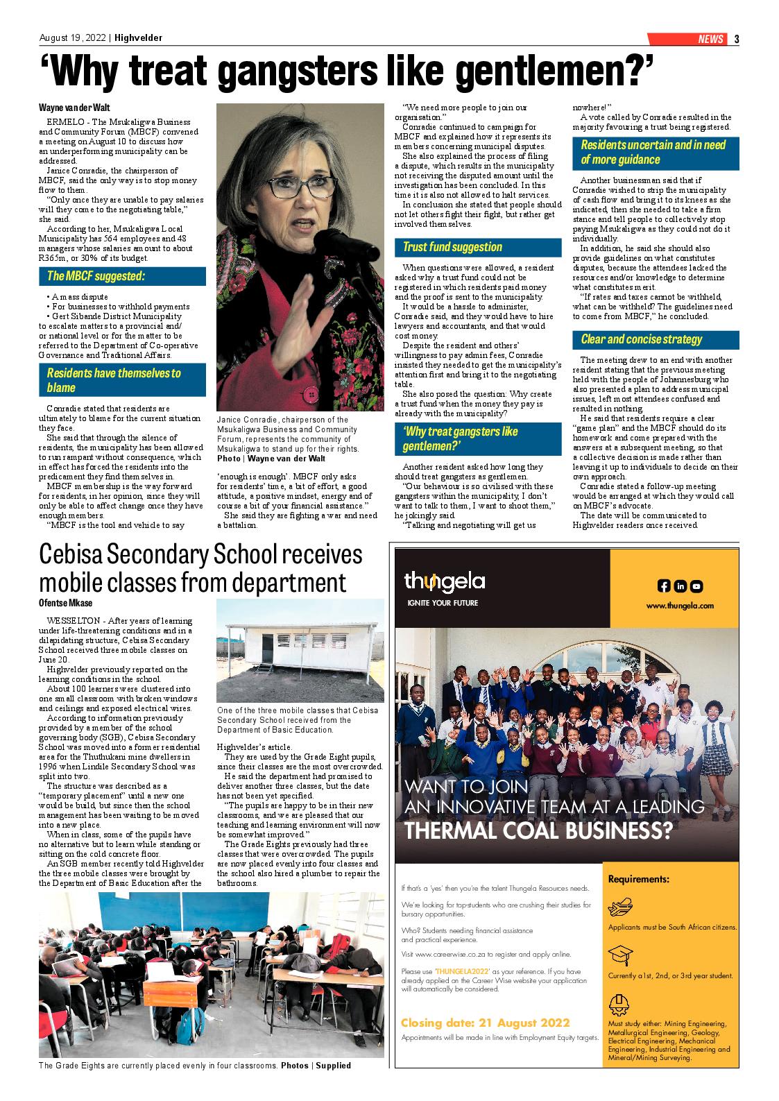 Highvelder Newspaper 19 August 2022 page 3