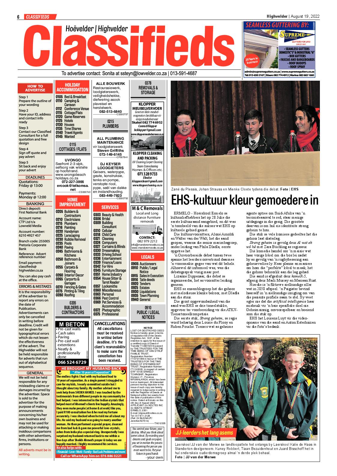 Highvelder Newspaper 19 August 2022 page 6