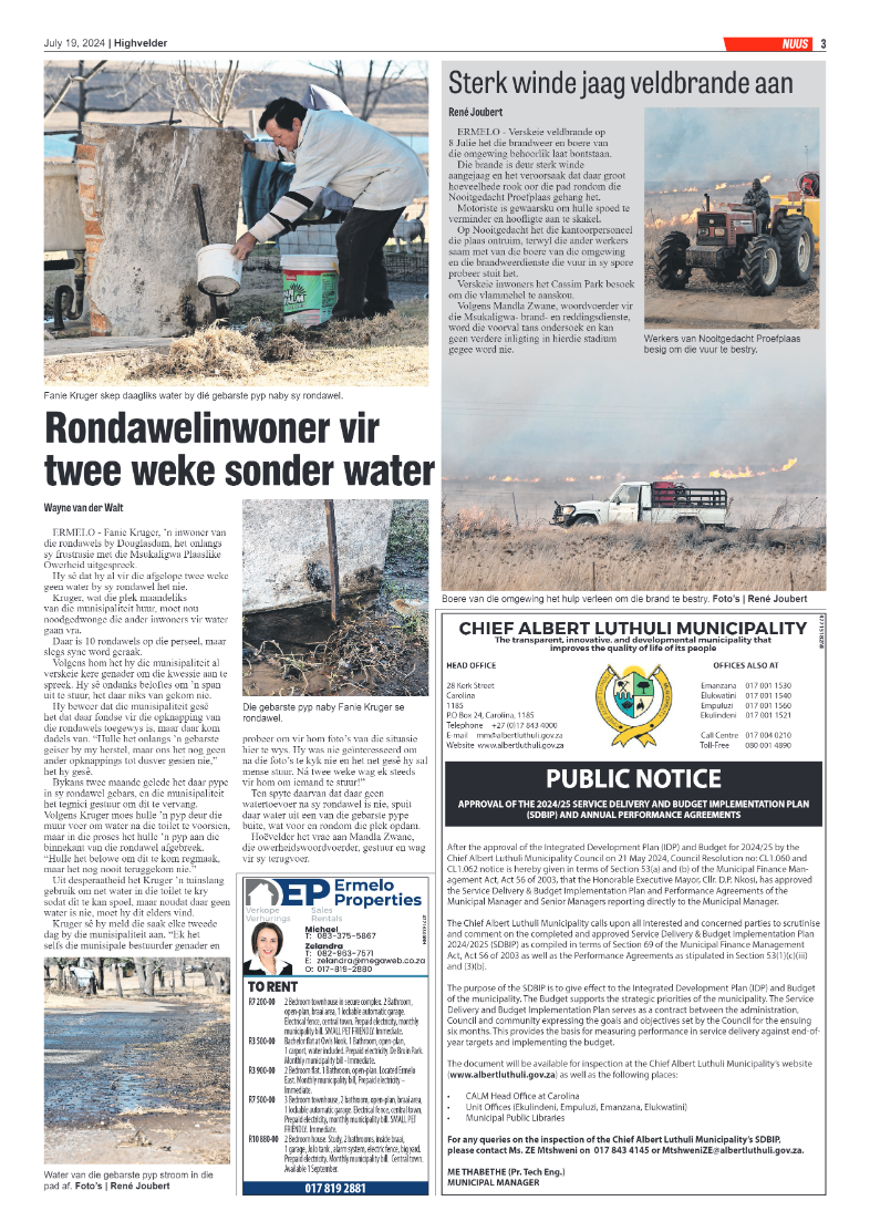 Highvelder Newspaper 19 July 2024 page 3