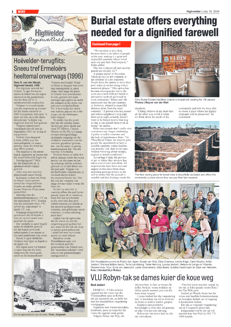 Highvelder Newspaper 19 July 2024 page 4