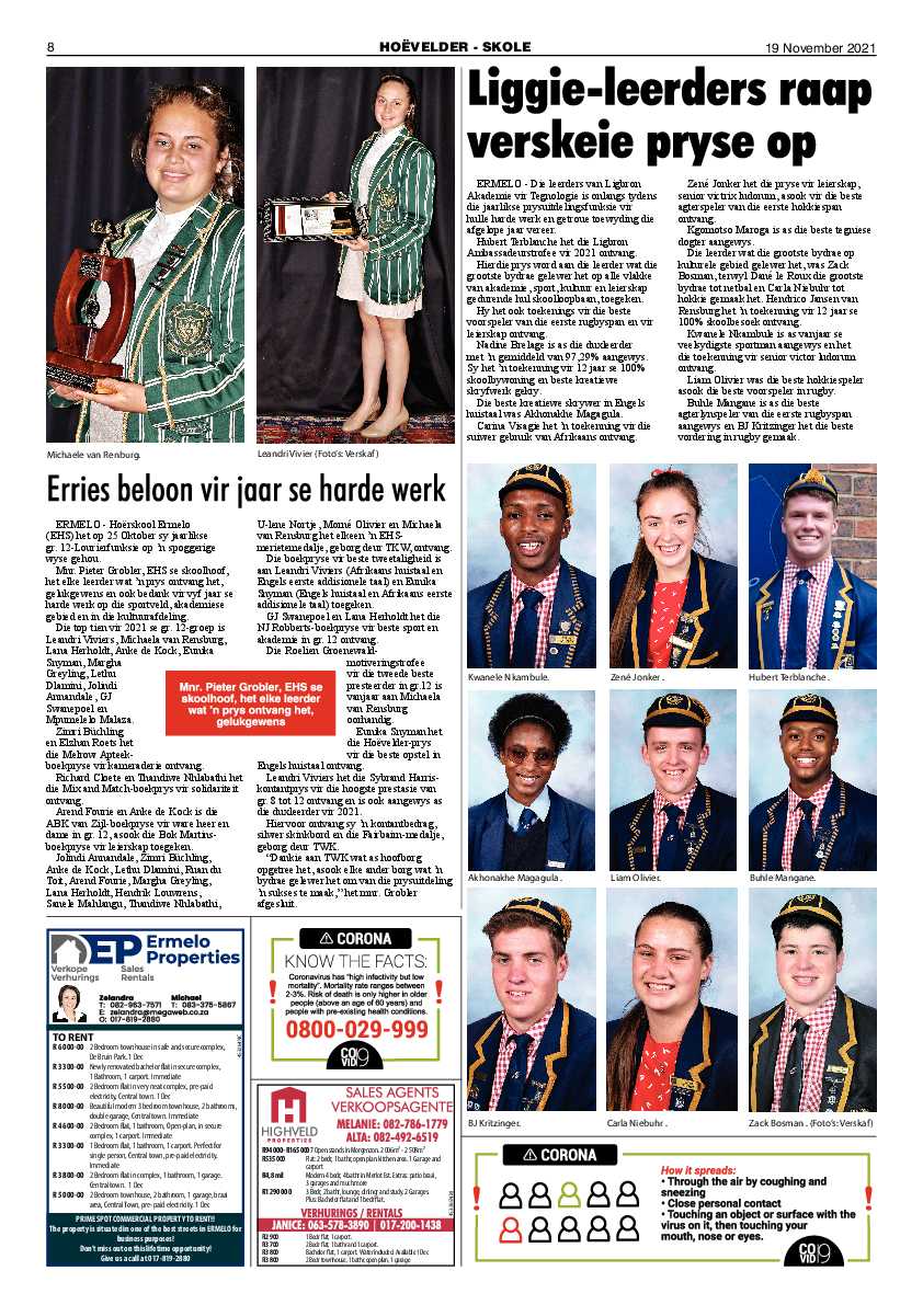 Highvelder Newspaper 19 November 2021 page 8
