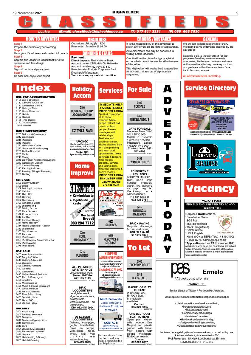 Highvelder Newspaper 19 November 2021 page 9