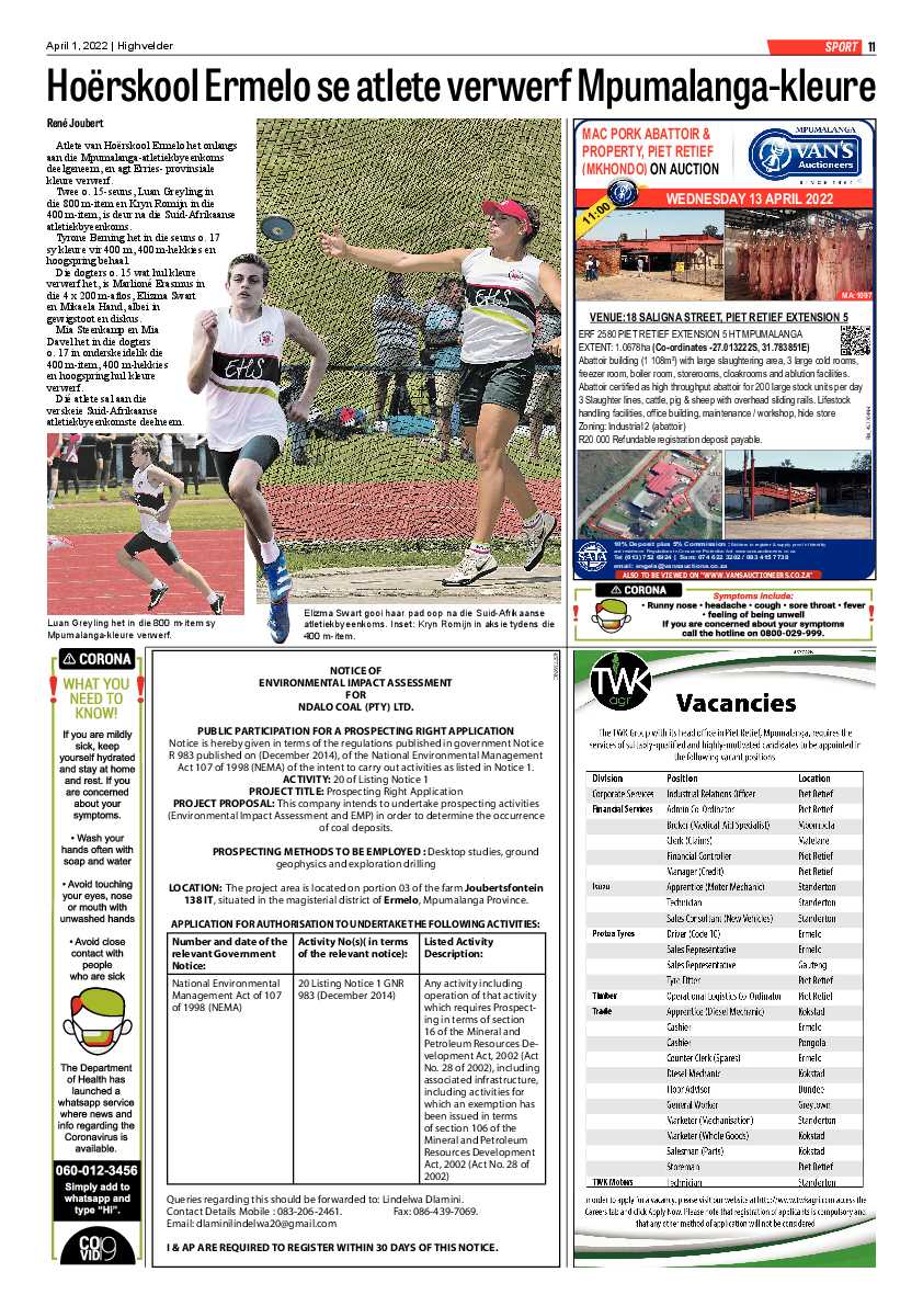 Highvelder Newspaper 1 April 2022 page 11