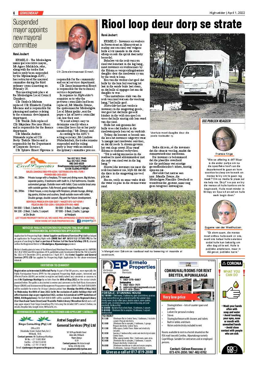 Highvelder Newspaper 1 April 2022 page 6
