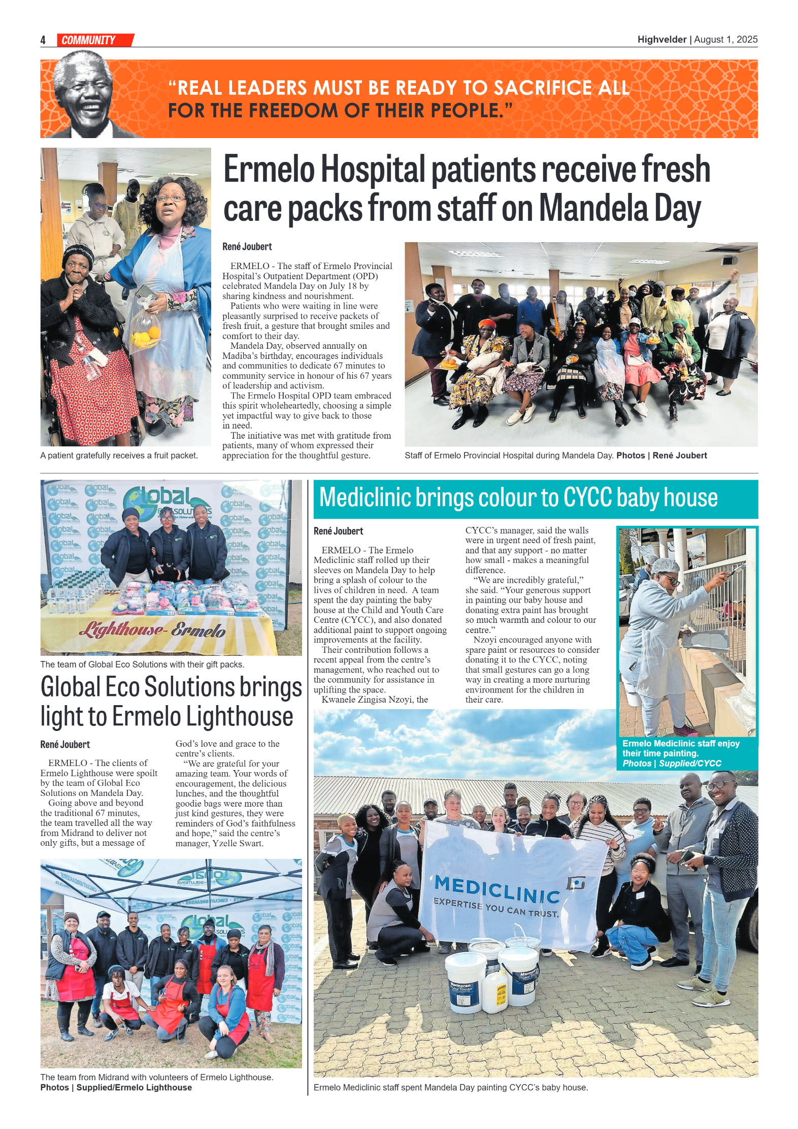 Highvelder Newspaper 1 August 2025 page 4