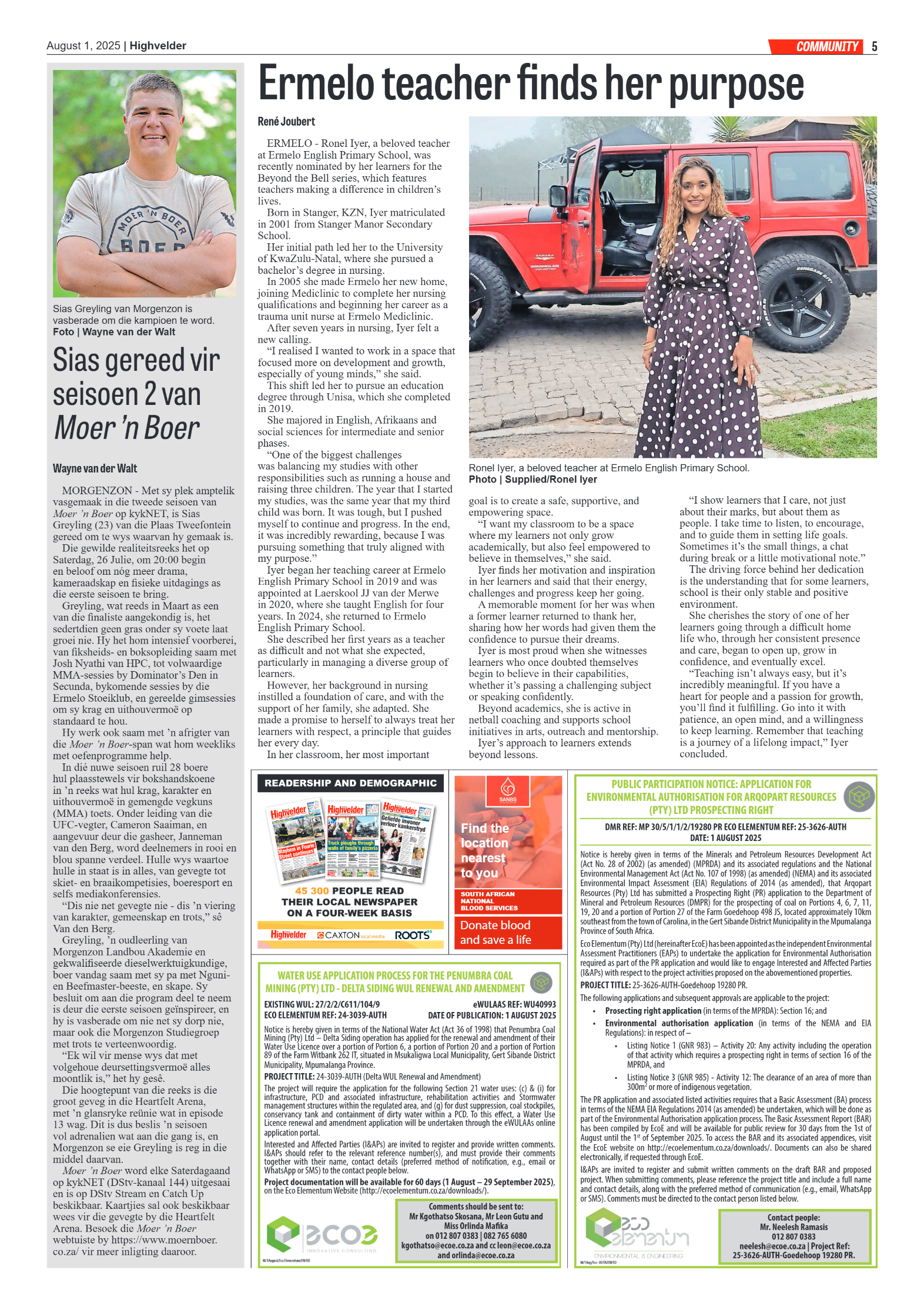 Highvelder Newspaper 1 August 2025 page 5
