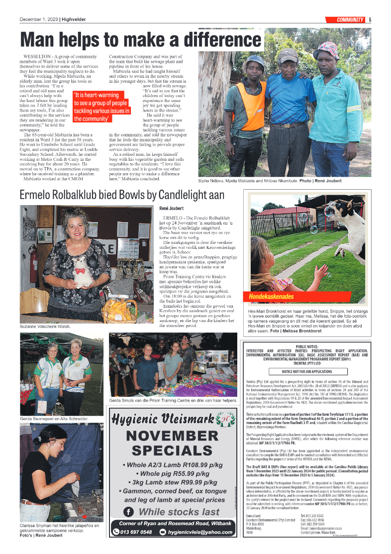 Highvelder Newspaper 1 December 2023 page 5