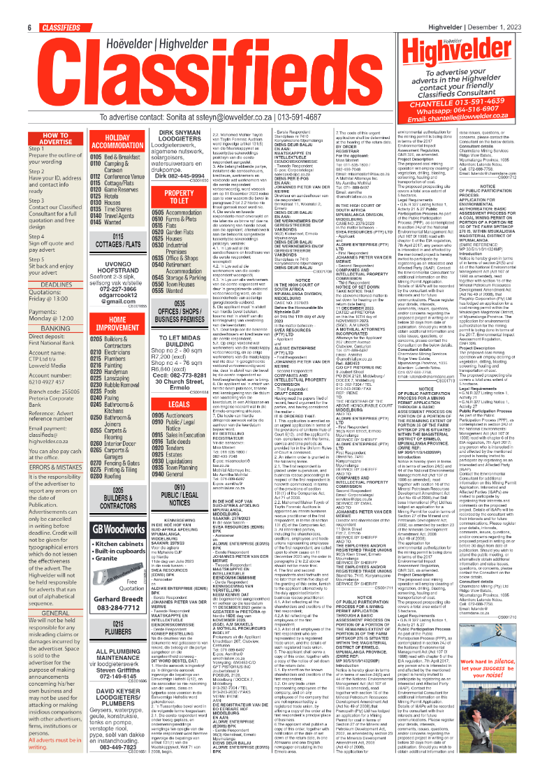 Highvelder Newspaper 1 December 2023 page 6