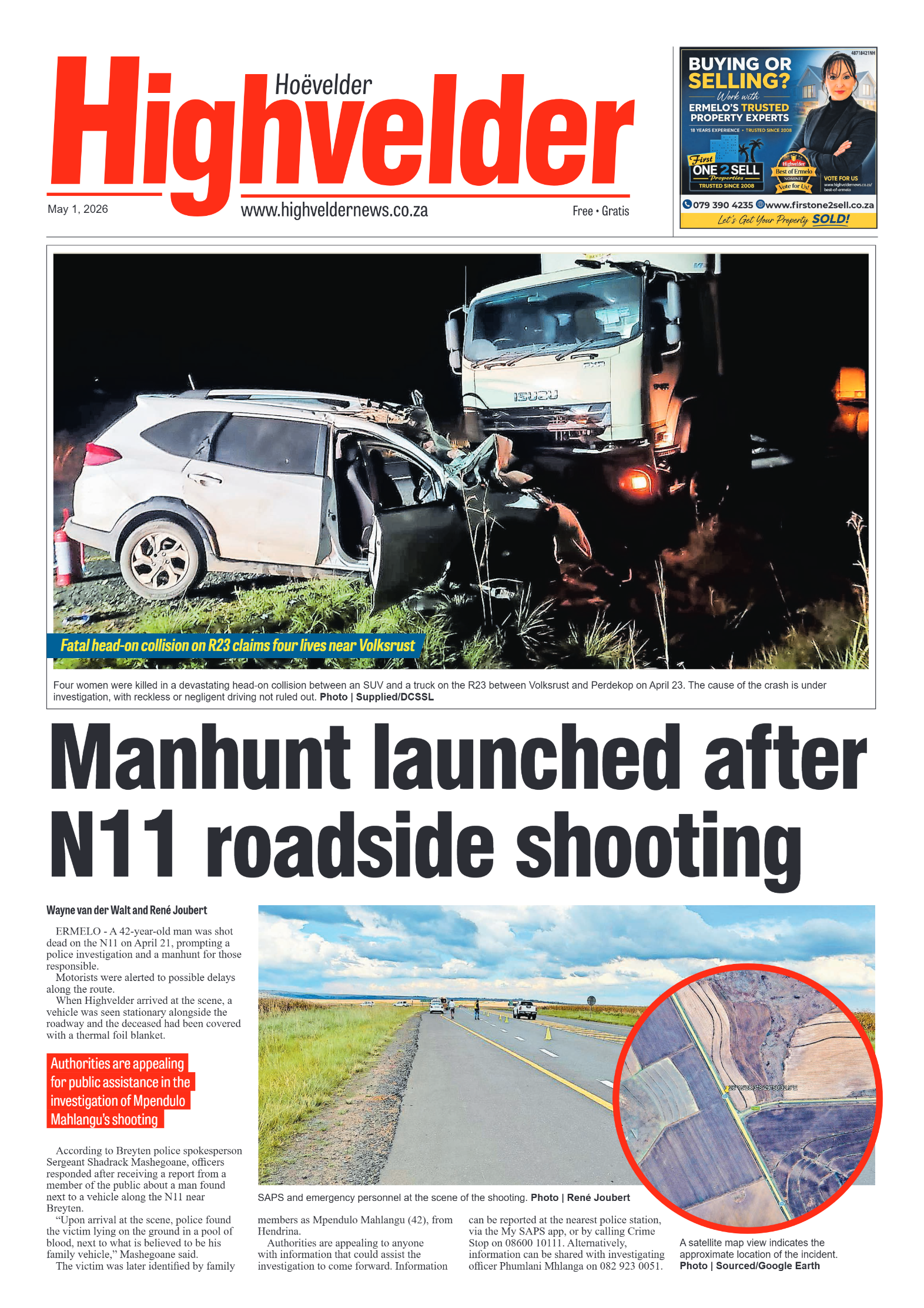 Highvelder Newspaper 1 May 2026 page 1