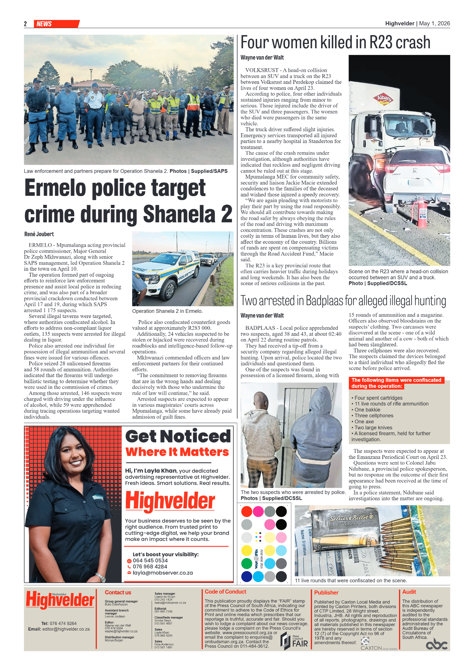 Highvelder Newspaper 1 May 2026 page 2