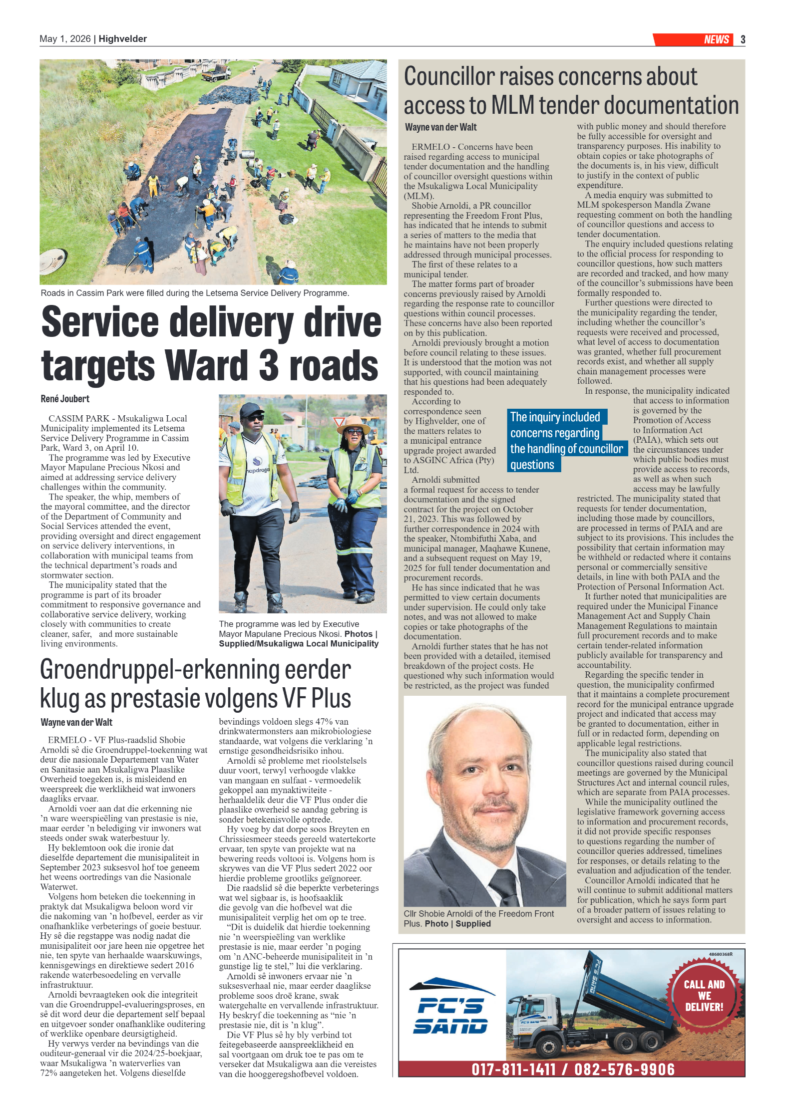 Highvelder Newspaper 1 May 2026 page 3
