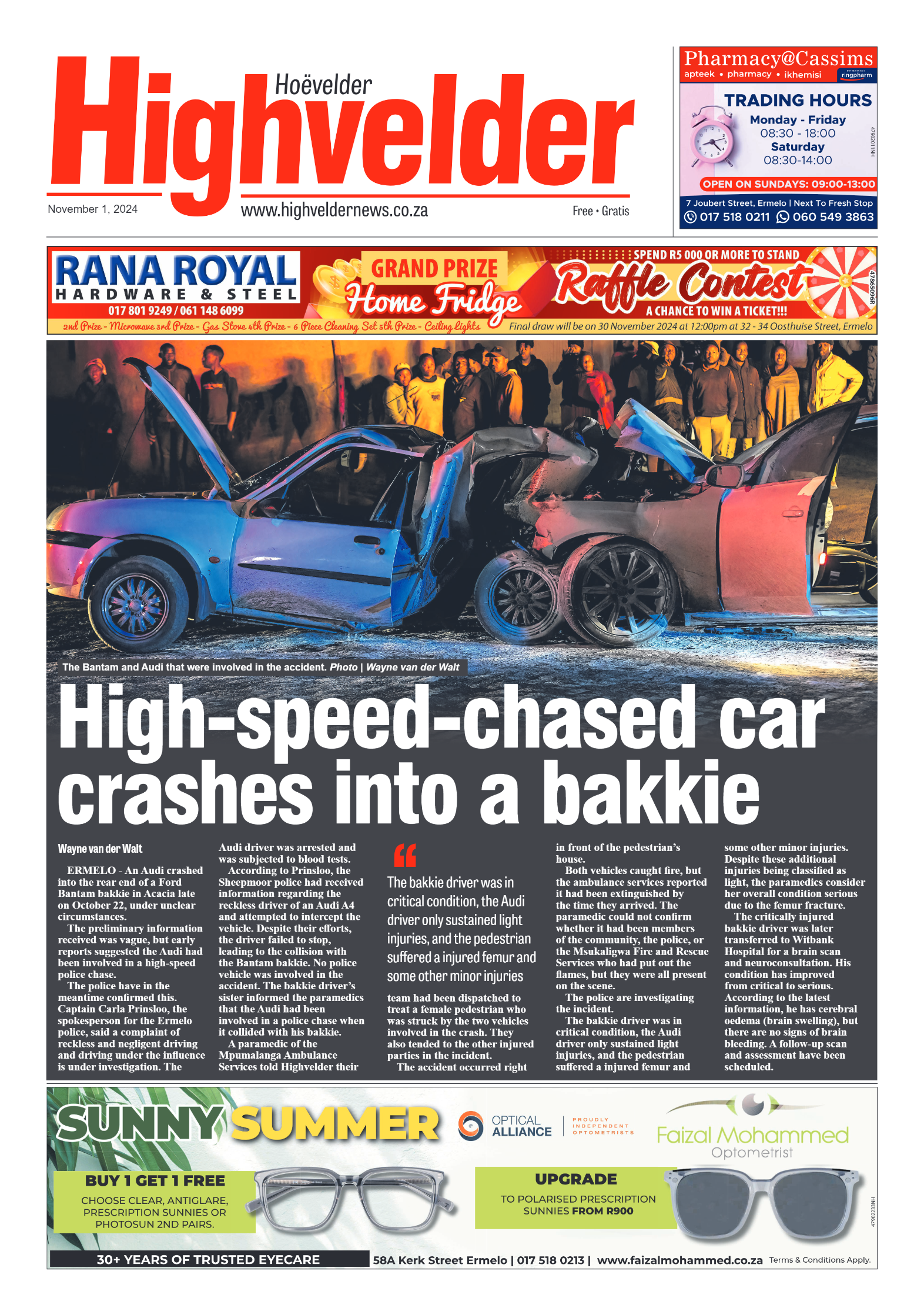 Highvelder Newspaper 1 November 2024 page 1