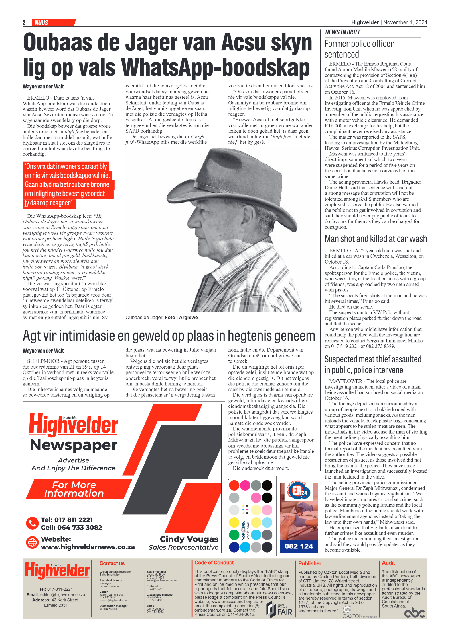 Highvelder Newspaper 1 November 2024 page 2