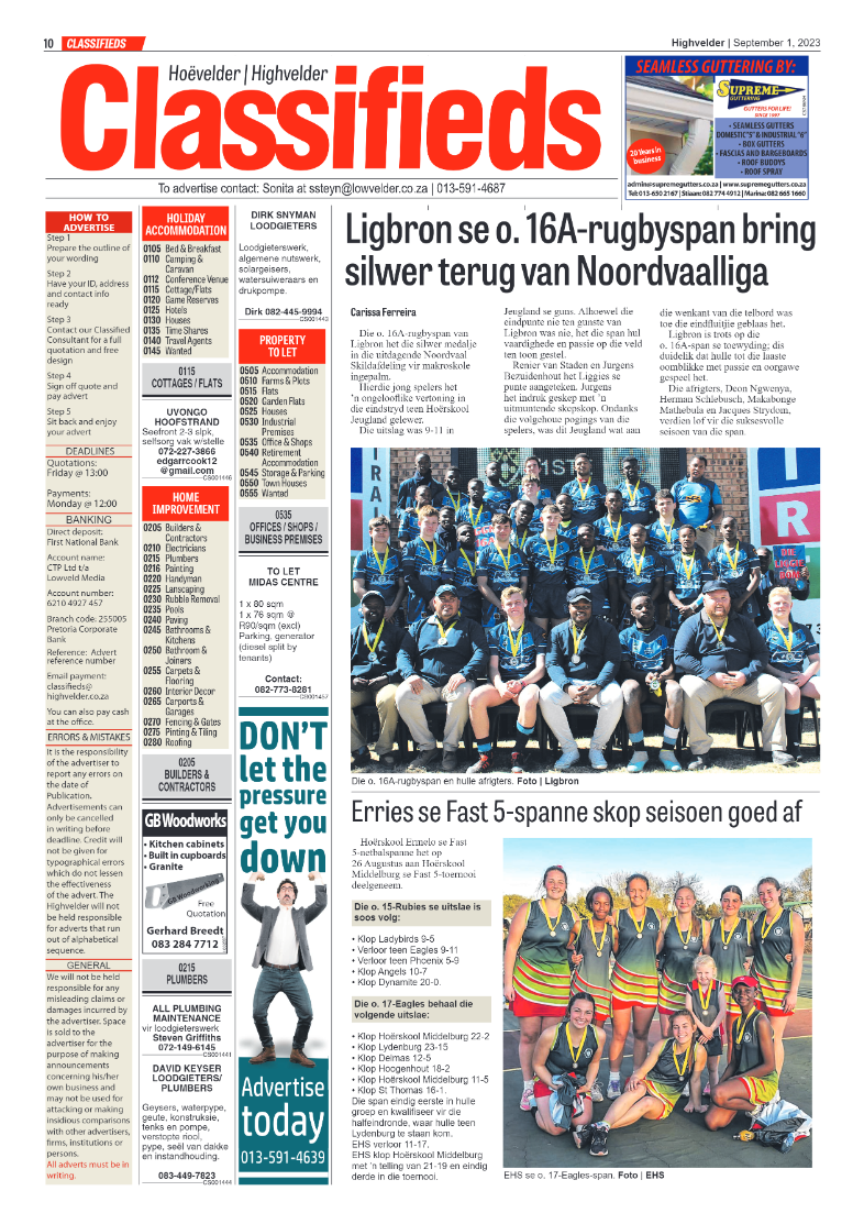 Highvelder Newspaper 1 September 2023 page 10