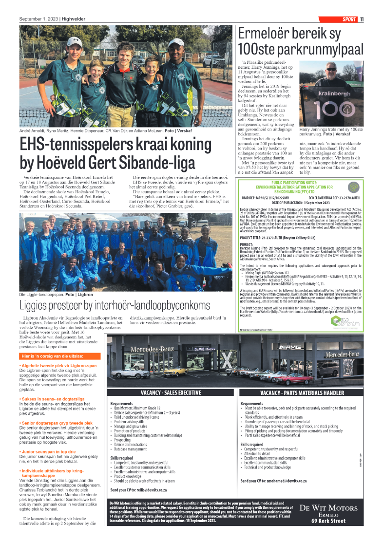 Highvelder Newspaper 1 September 2023 page 11