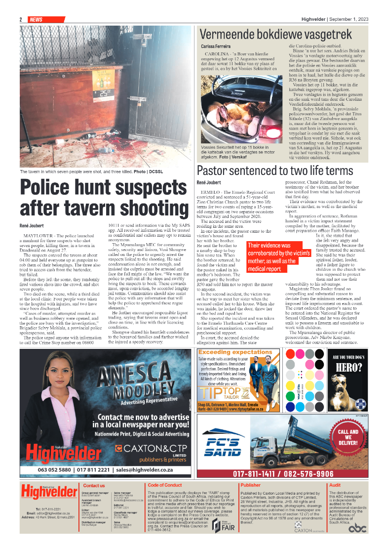 Highvelder Newspaper 1 September 2023 page 2