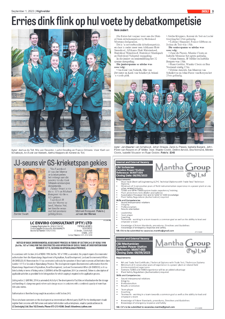 Highvelder Newspaper 1 September 2023 page 9
