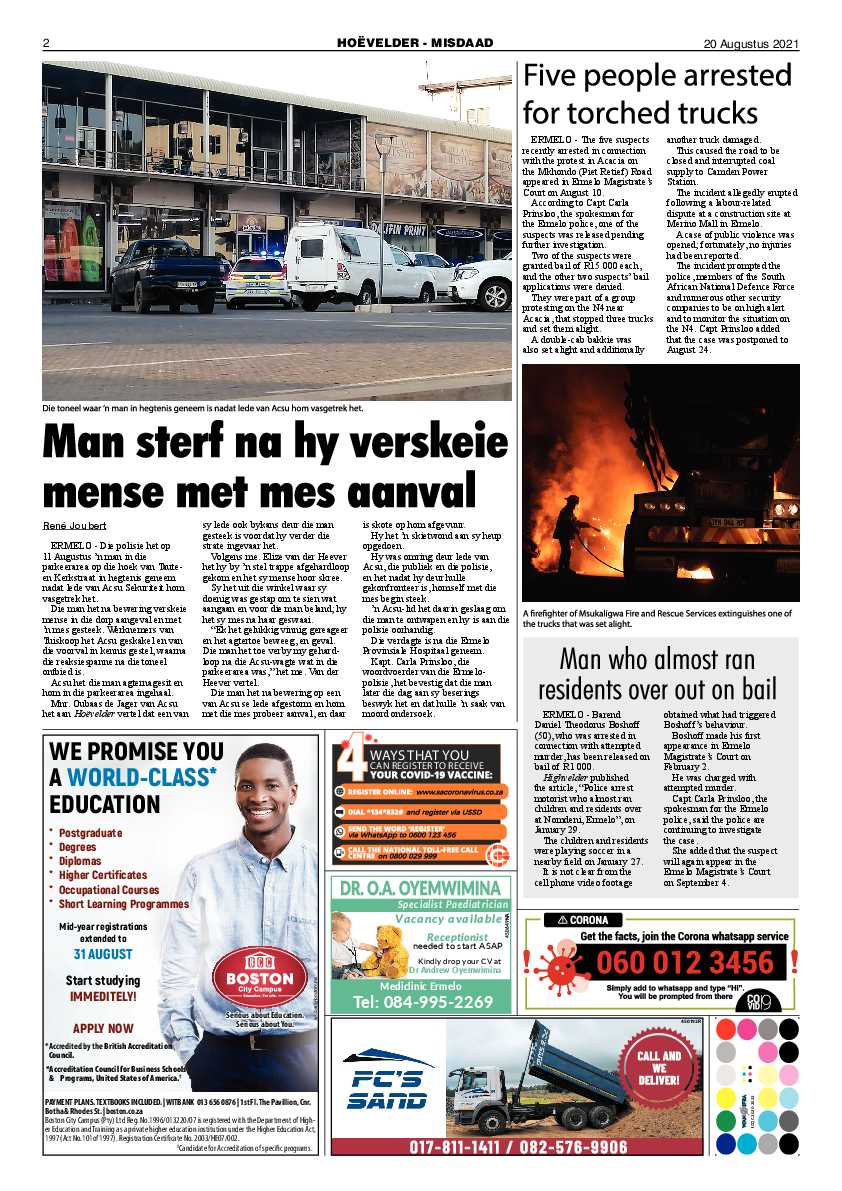 Highvelder Newspaper August 20 2021 page 2