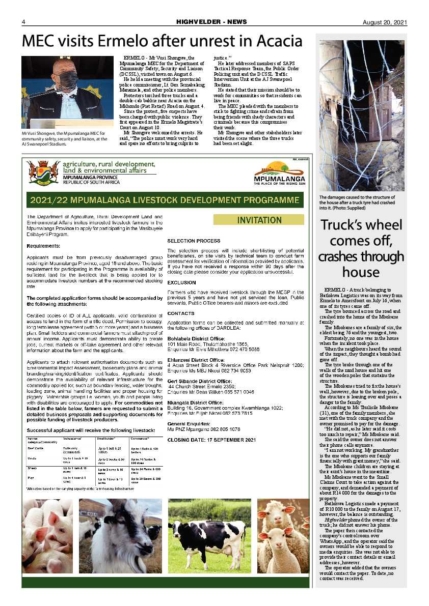 Highvelder Newspaper August 20 2021 page 4