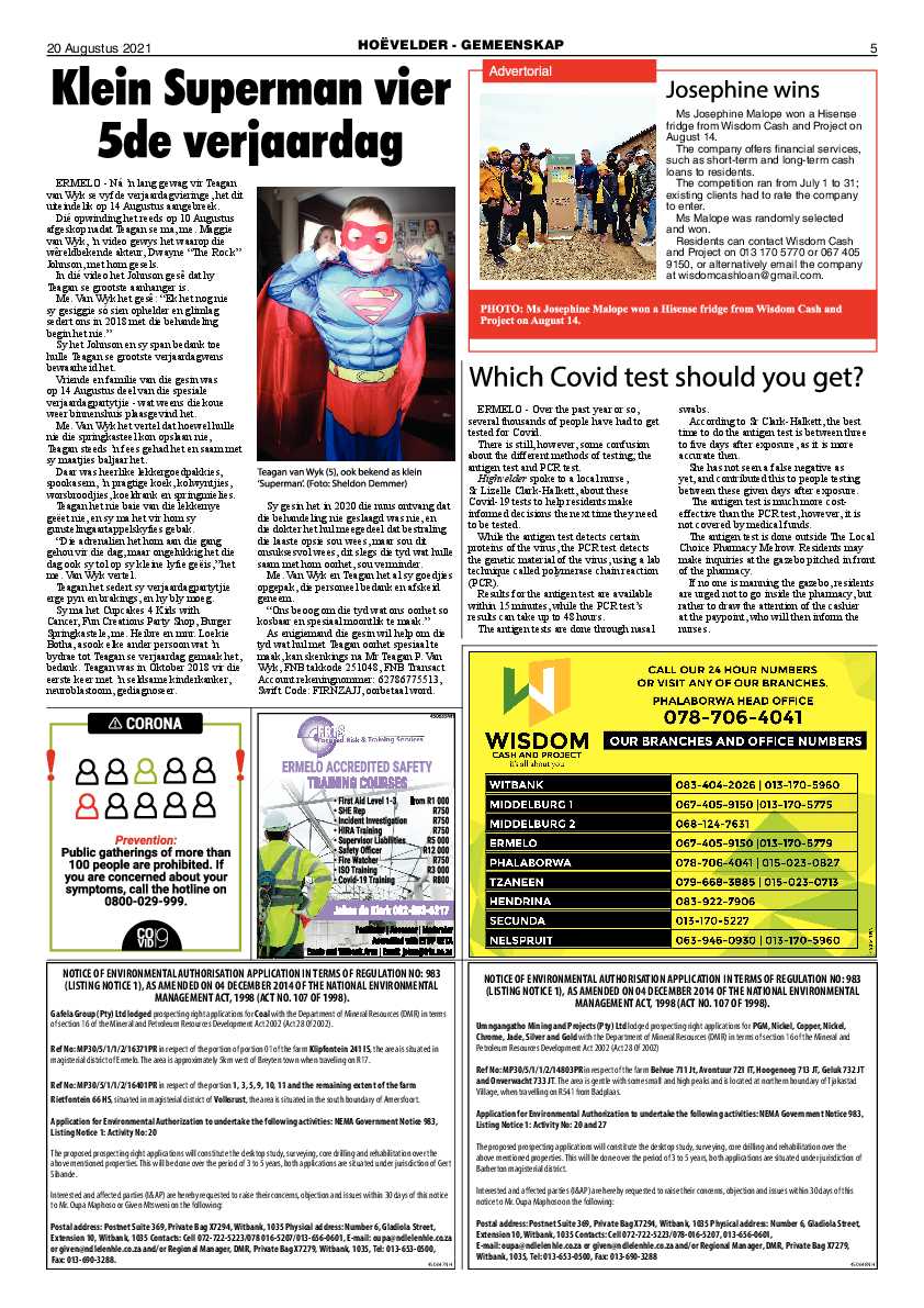Highvelder Newspaper August 20 2021 page 5