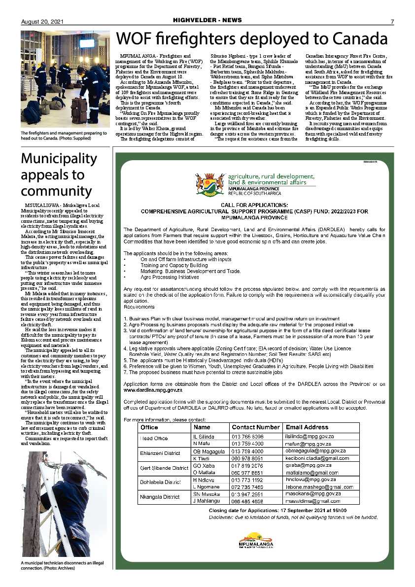 Highvelder Newspaper August 20 2021 page 7