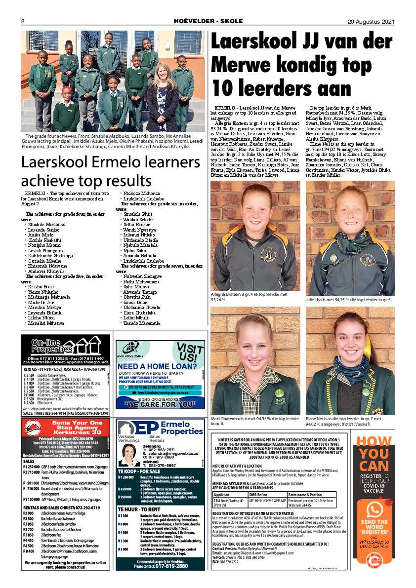 Highvelder Newspaper August 20 2021 page 8
