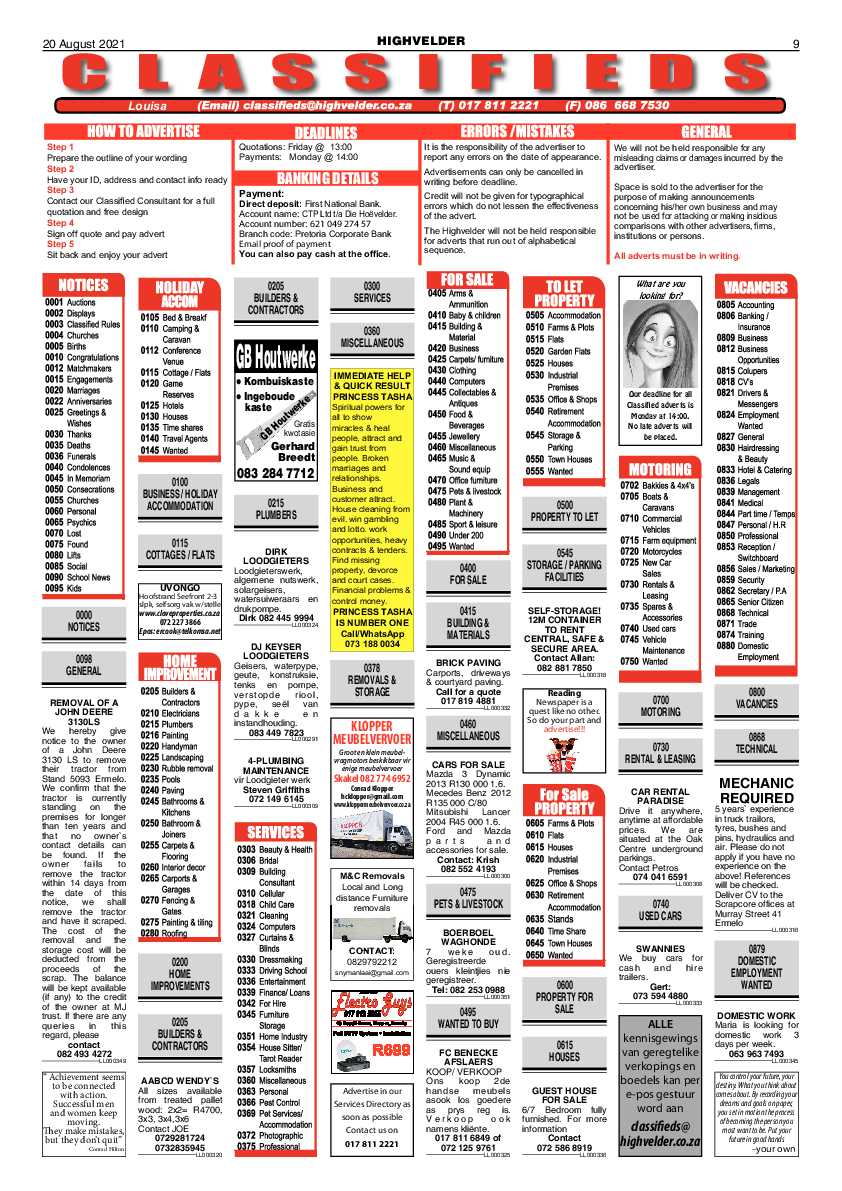 Highvelder Newspaper August 20 2021 page 9