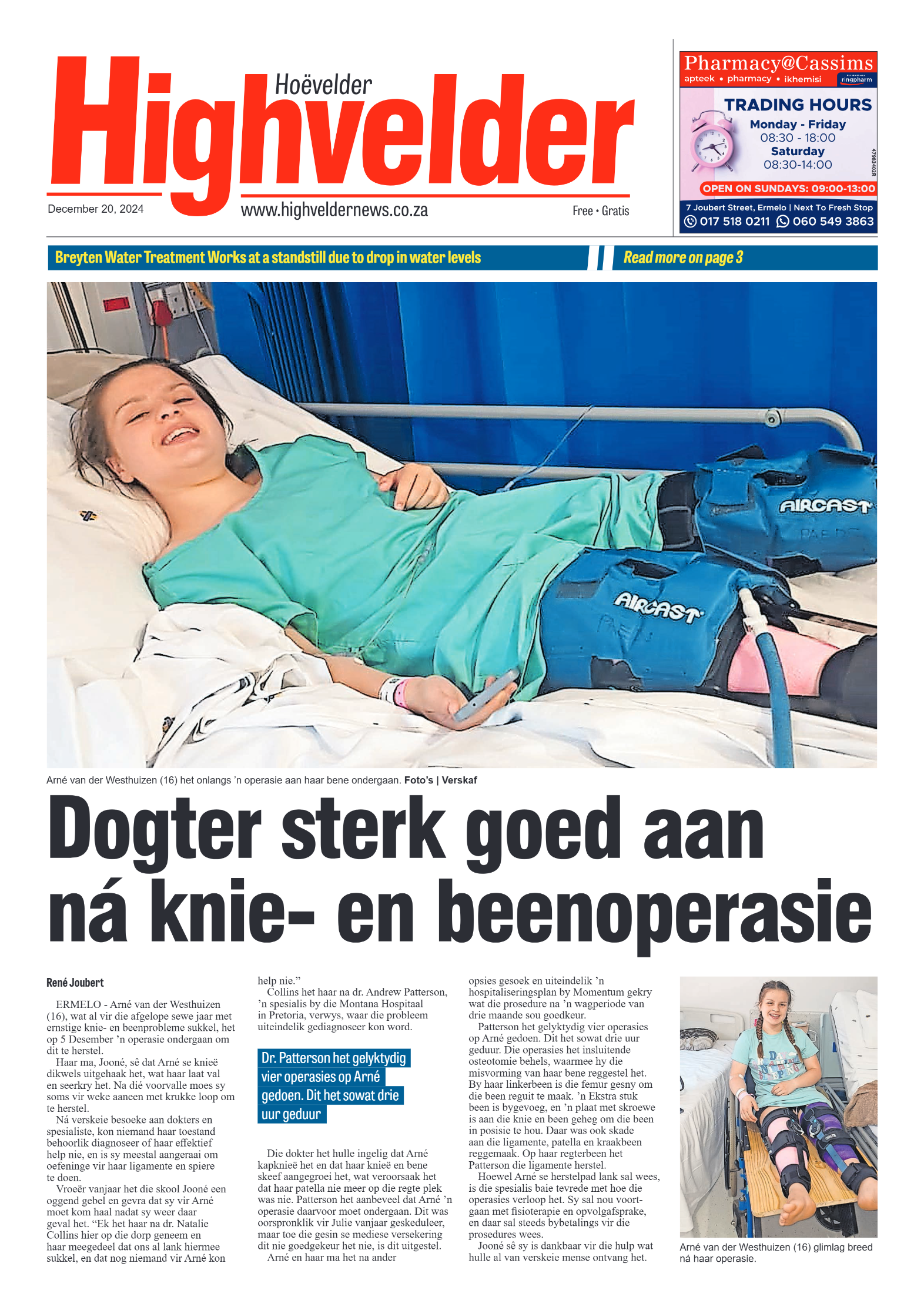 Highvelder Newspaper 20 December 2024 page 1