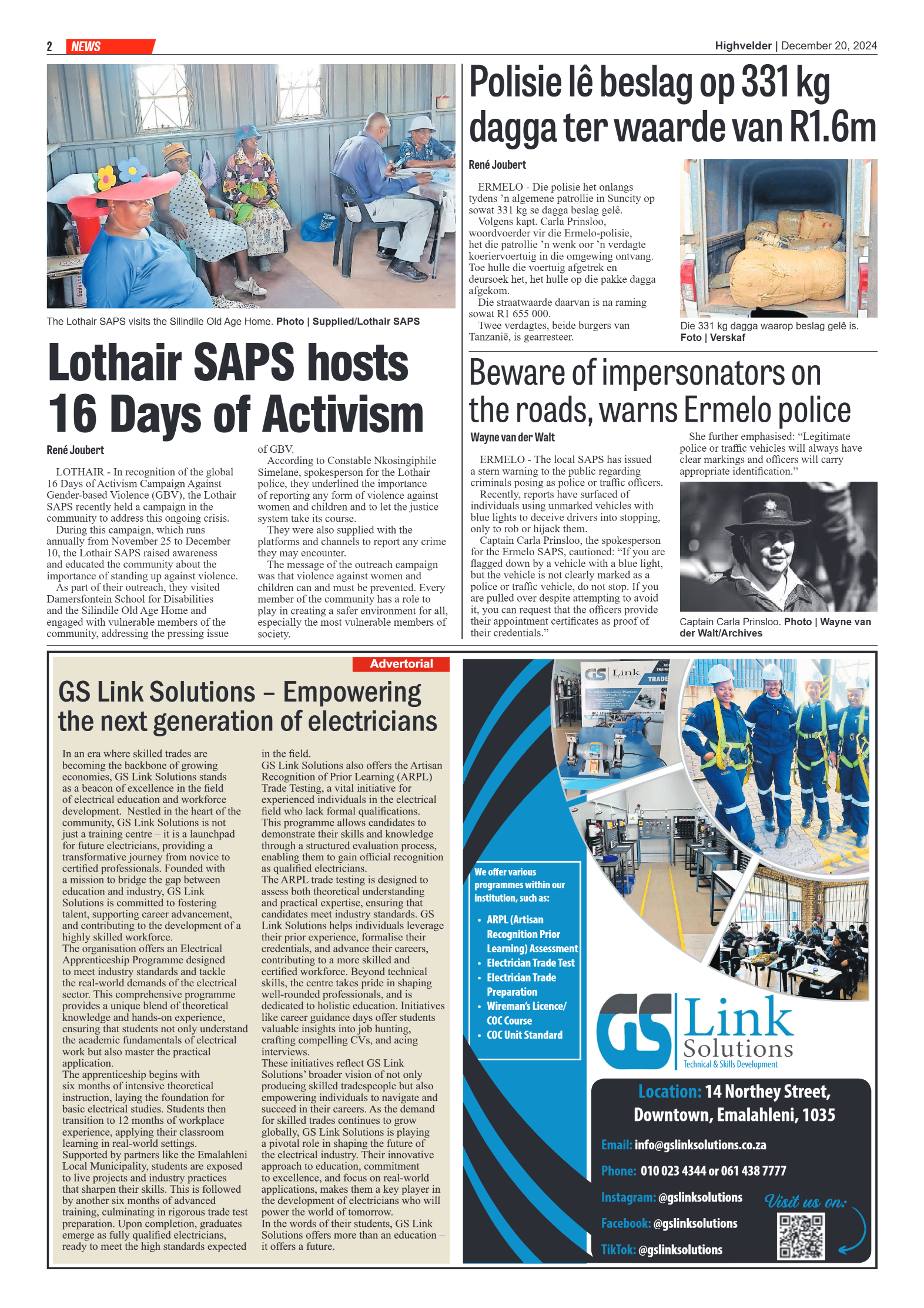 Highvelder Newspaper 20 December 2024 page 2