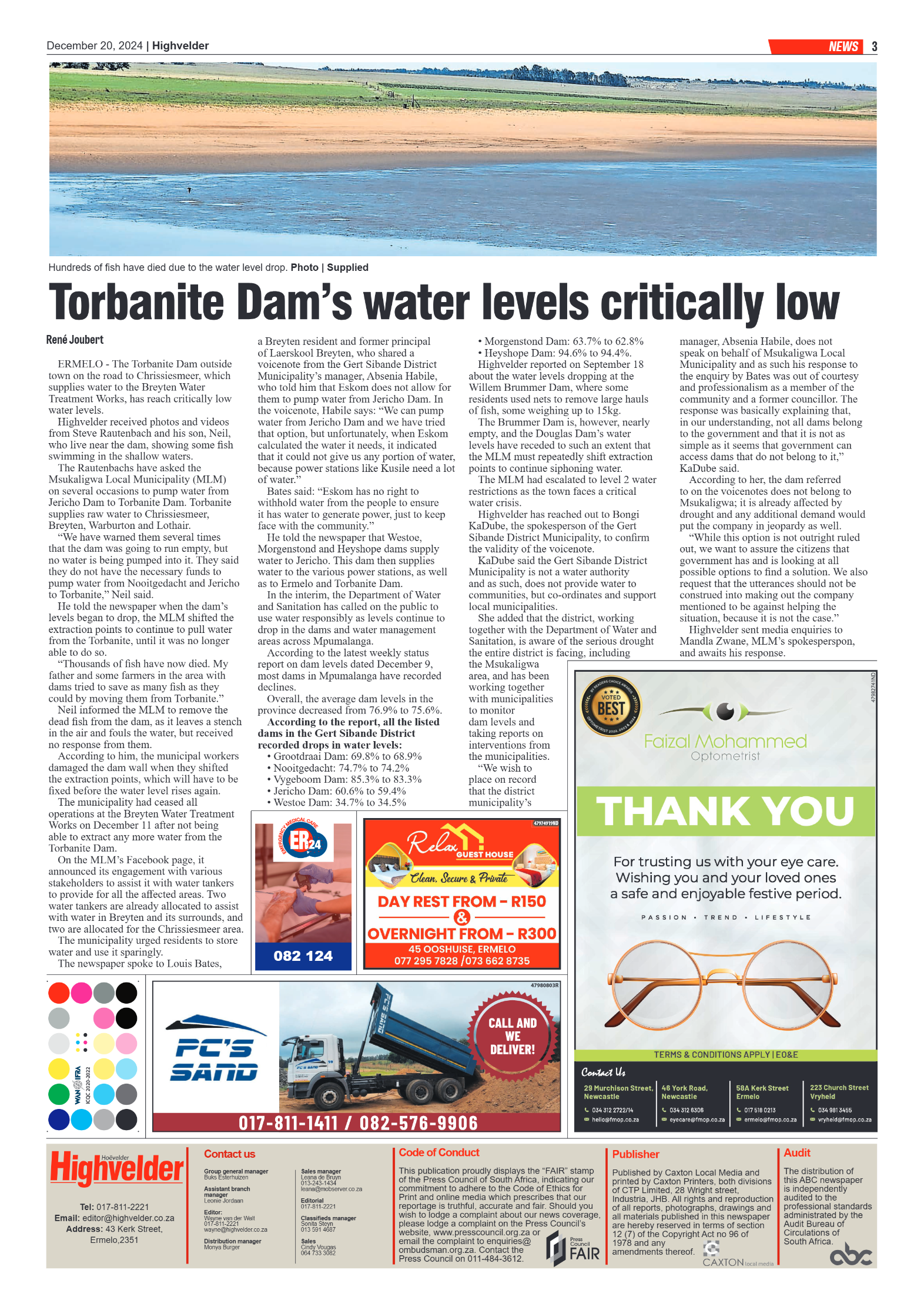 Highvelder Newspaper 20 December 2024 page 3