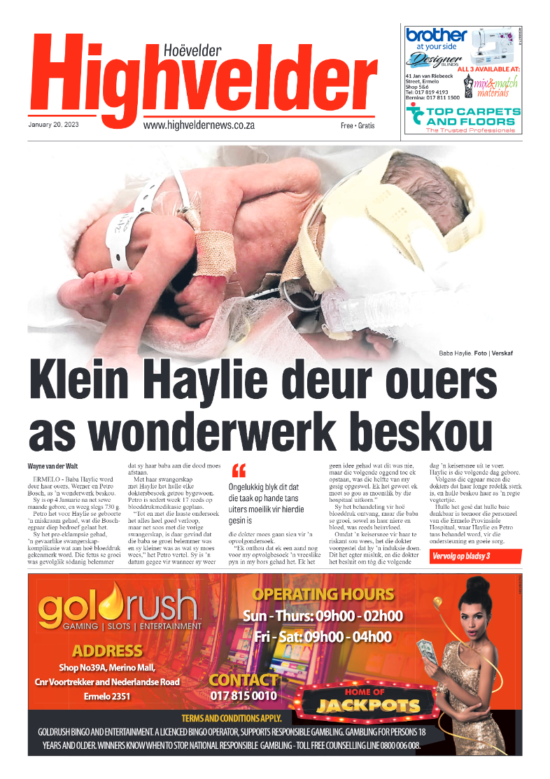 Highvelder Newspaper 20 January 2023 page 1